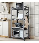 FaitLux キッチンラック スライド式棚板 レンジラック 炊飯器収納 4段 Amazon.co.jp: 【全開スライド棚板・15分簡単組立】FaitLux キッチン